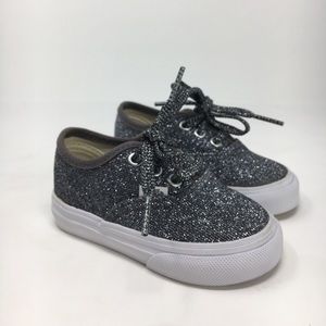 Vans Toddler Silver Glitter Lace Up Sneakers 4T